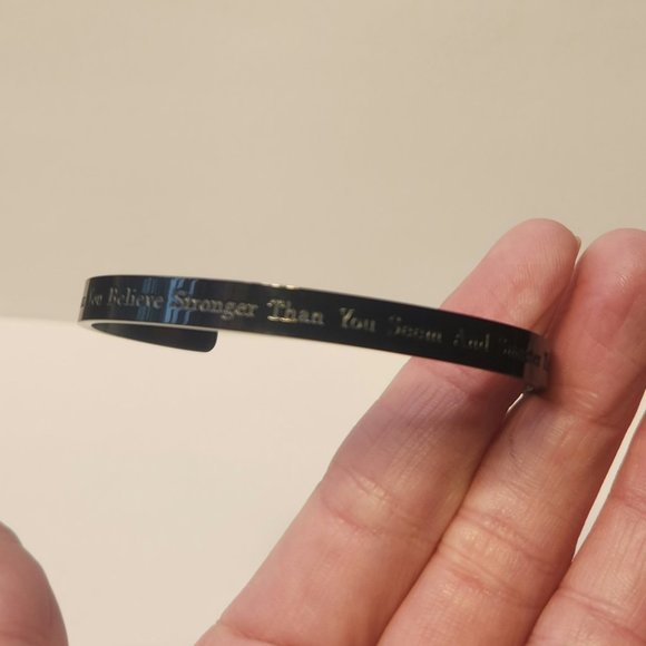 NWT Inspirational "You are brave" black cuff bracelet - Picture 1 of 7